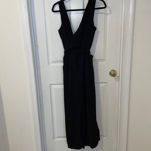 Black tie front jumpsuit